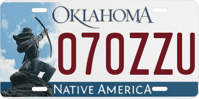 OK license plate 070ZZU