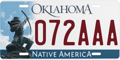 OK license plate 072AAA
