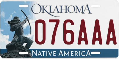 OK license plate 076AAA