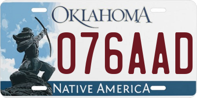 OK license plate 076AAD
