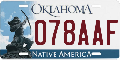 OK license plate 078AAF