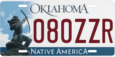 OK license plate 080ZZR