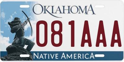OK license plate 081AAA