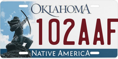 OK license plate 102AAF