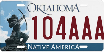 OK license plate 104AAA