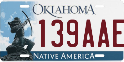 OK license plate 139AAE
