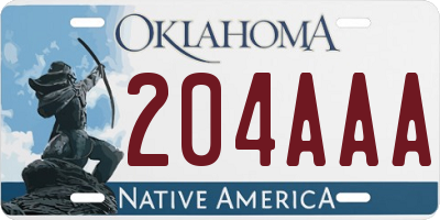 OK license plate 204AAA