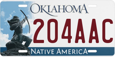 OK license plate 204AAC