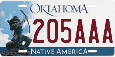 OK license plate 205AAA