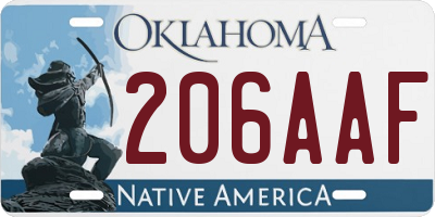 OK license plate 206AAF