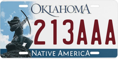 OK license plate 213AAA
