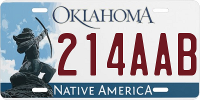 OK license plate 214AAB