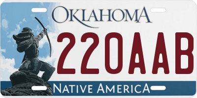 OK license plate 220AAB