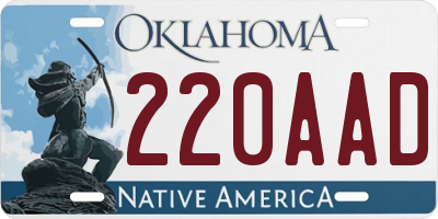 OK license plate 220AAD