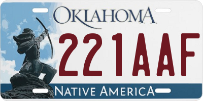 OK license plate 221AAF