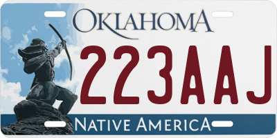 OK license plate 223AAJ