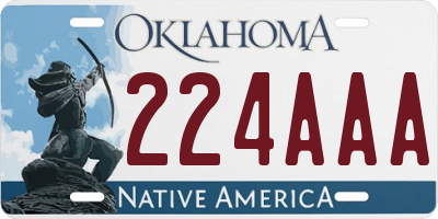 OK license plate 224AAA
