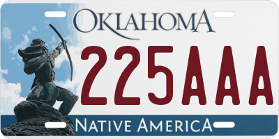 OK license plate 225AAA