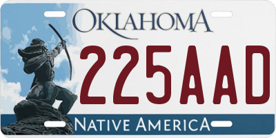 OK license plate 225AAD