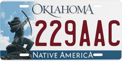 OK license plate 229AAC