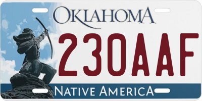 OK license plate 230AAF