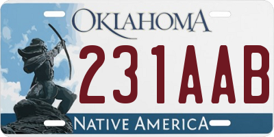 OK license plate 231AAB