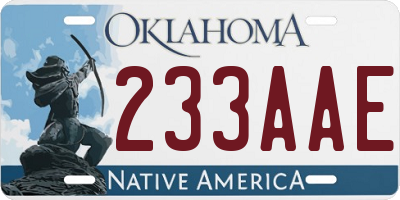 OK license plate 233AAE
