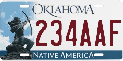 OK license plate 234AAF