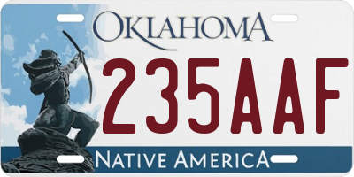 OK license plate 235AAF