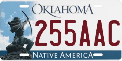 OK license plate 255AAC