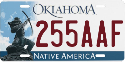 OK license plate 255AAF