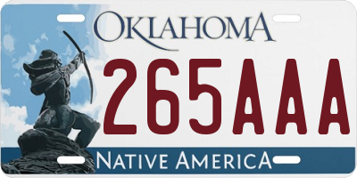 OK license plate 265AAA