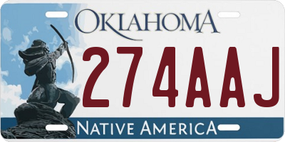 OK license plate 274AAJ