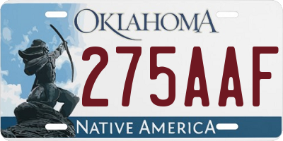 OK license plate 275AAF