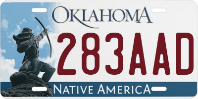 OK license plate 283AAD