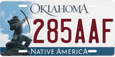 OK license plate 285AAF