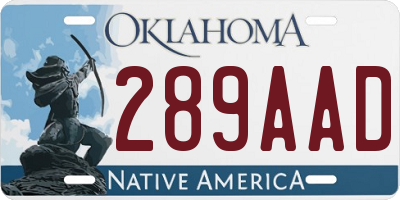 OK license plate 289AAD