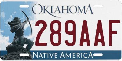 OK license plate 289AAF