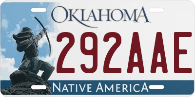 OK license plate 292AAE