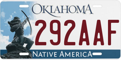 OK license plate 292AAF