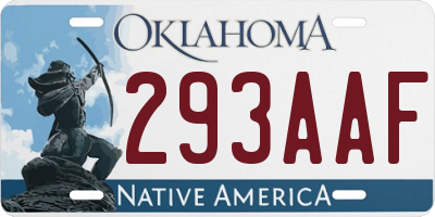 OK license plate 293AAF