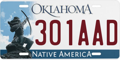 OK license plate 301AAD