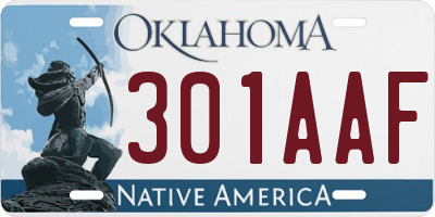 OK license plate 301AAF