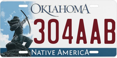 OK license plate 304AAB