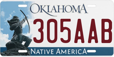 OK license plate 305AAB