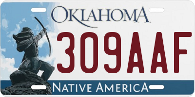 OK license plate 309AAF
