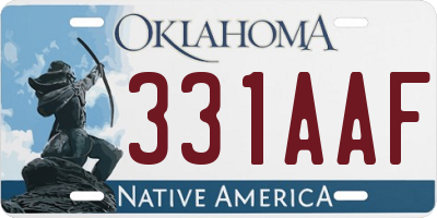 OK license plate 331AAF
