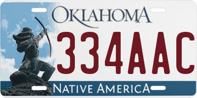 OK license plate 334AAC