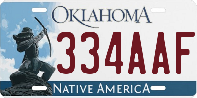 OK license plate 334AAF