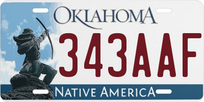 OK license plate 343AAF